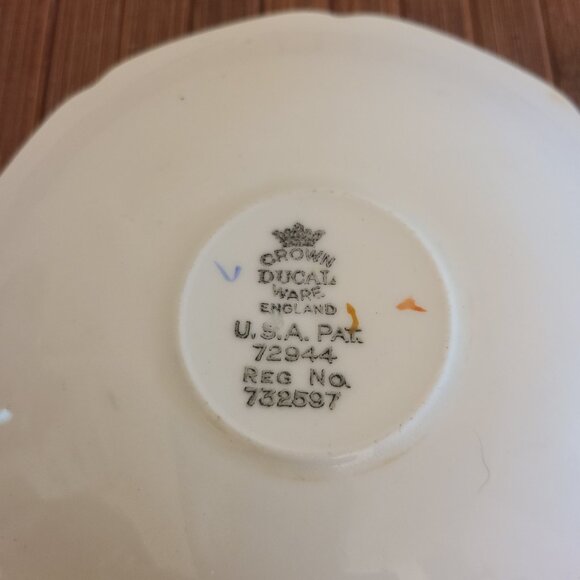 Crown Ducal Ware England Cup and Saucer Blue Urn/ Fruit 1927-30 - Picture 8 of 8